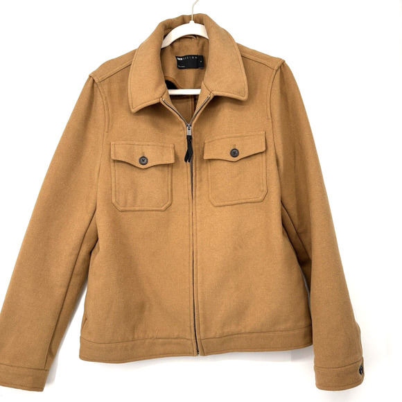 ASOS Design Bomber Jacket Womens Medium Camel Pockets - Picture 1 of 6